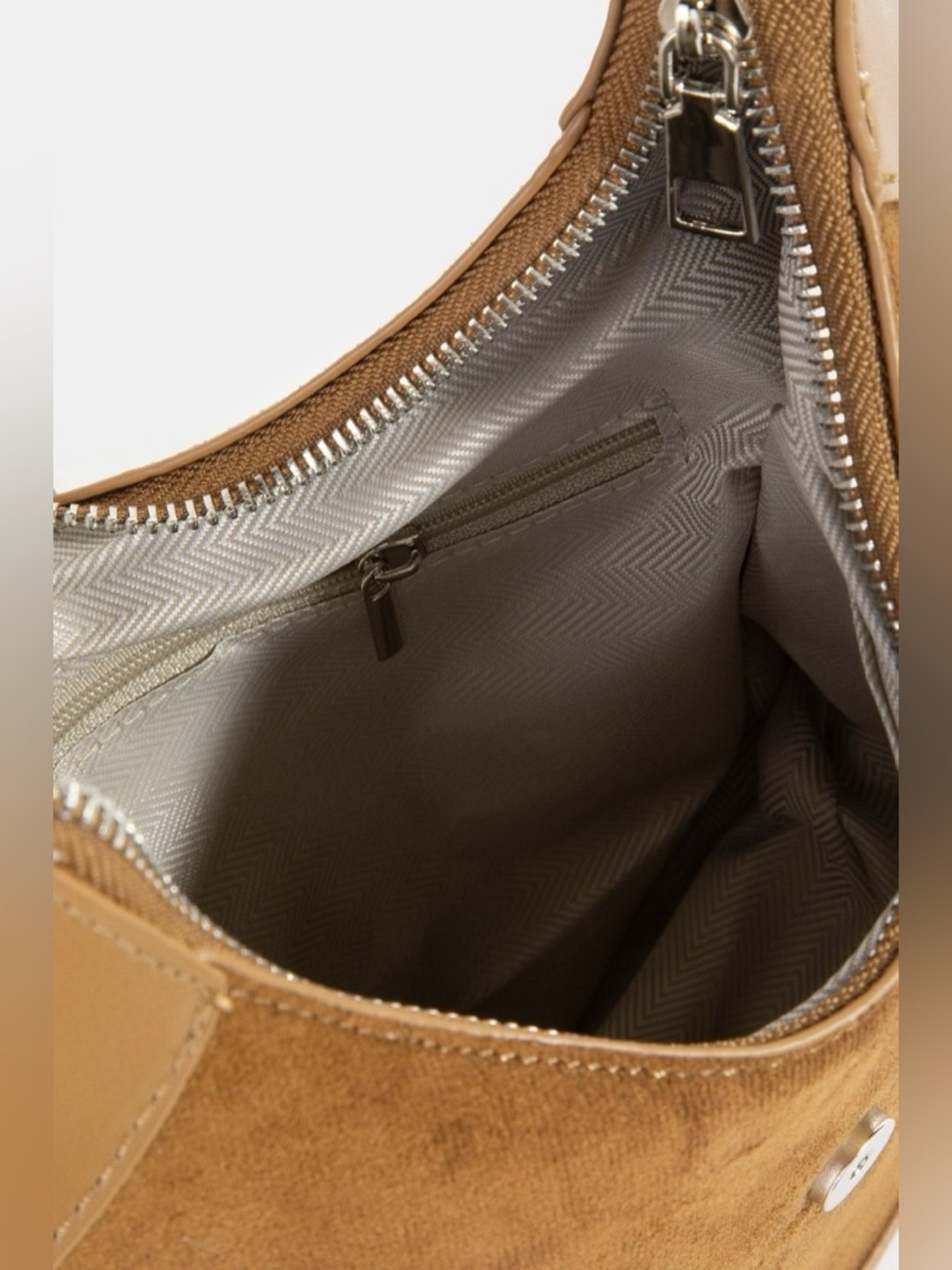 Fame Leather Accent Suede Crescent Shoulder Bag - Picture 3 of 4
